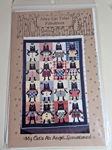 Nuevo patrón de edredón "Mi gato es un ángel... a veces" colgante de pared tamaño 34" x 48" NUEVO - Imagen 1 de 2