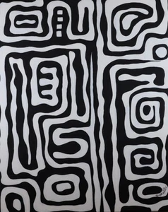 BLACK & WHITE ABSTRACT 16x20x3/4 ORIG CANVAS PAINTING organic boho Karla Gerard - Picture 1 of 2