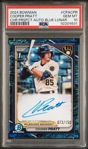 2024 Bowman Cooper Pratt 1st Chrome Prospect Auto Blue Lunar Ref. /150 PSA 10 - Bild 1 von 2
