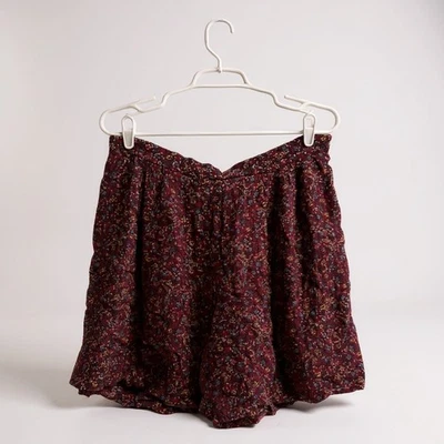 Pantalones Cortos Sag Harbor Mujer Borgoña Y2K Estampado Floral Cintura Calada Extra Grandes Foto 1 de 4