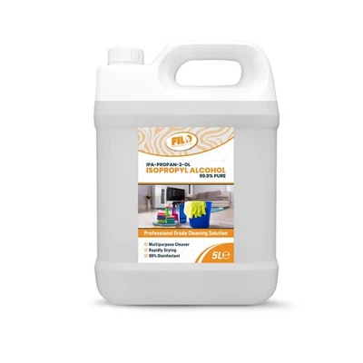 FILO Isopropyl Alcohol 5L IPA Isopropanol 99.9% Grade Lab Pure Rubbing Disinfectant