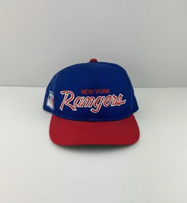 De colección Años 90 NHL New York Rangers Snapback Sombrero Deportes Especialidades Script Gorra Foto 1 de 4