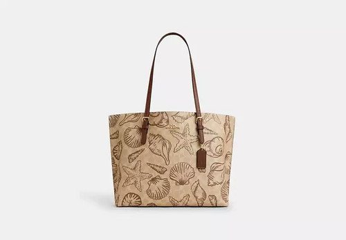 Borsa Coach Mollie Tote Bag in tela firmata con stampa a conchiglia CBH64