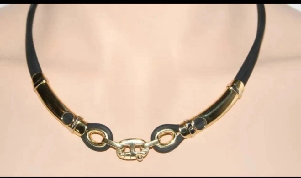 Ожерелье унисекс из нержавеющей стали и резины шнур карнавальный стиль - Изображение 1 из 3