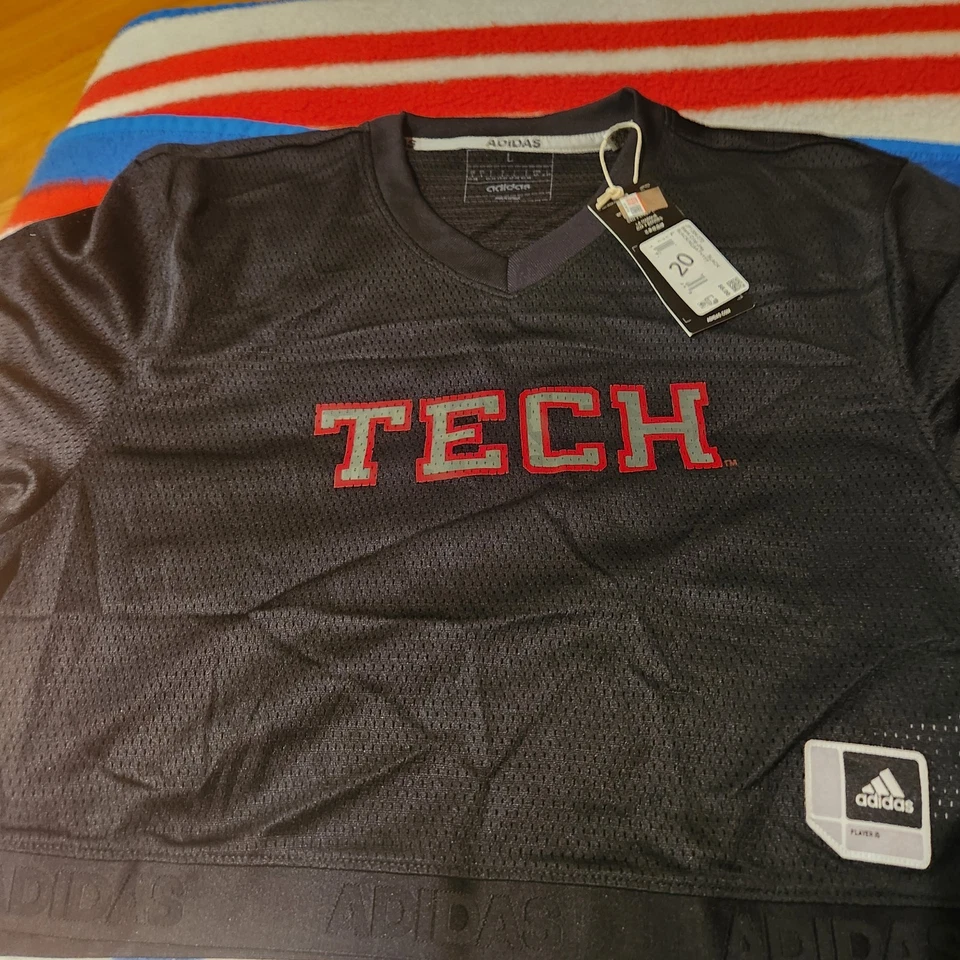 Texas Tech Red Raiders Adidas Women’s Crop Jersey Black Size L NEW W/ Tags - Image 1 of 4