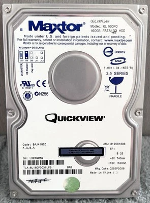 Maxtor Quickview Computer Desktop Hard Drive 160 GB Pata 133 (UNTESTED) - Image 1 of 4