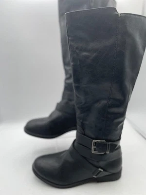 Style & Co Marliee Riding Strappy Boot Women's Sz 5.5M Black Knee High Side Zip - Image 1 of 4