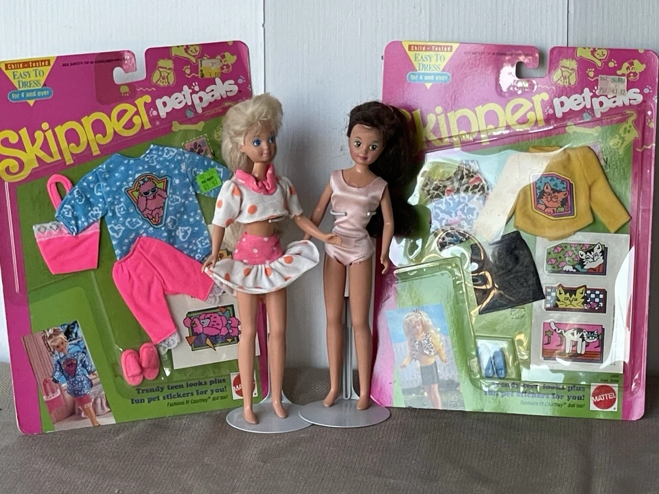 Lote vestido de boneca Barbie Skipper & Courtney 10,5” anos 80/90+Pet Pals Fashions NRFP - Imagem 1 de 4