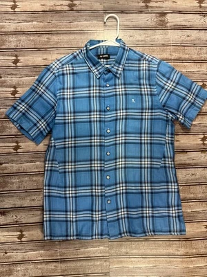 RAF SIMONS Short sleeve button down plaid shirt size 50 color blue multi - Image 1 of 4