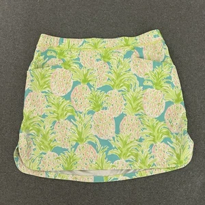 RLX Ralph Lauren Golf Skort Skirt Girls XL 16 Lime Pink Tropical Pockets Pull On - Picture 1 of 15