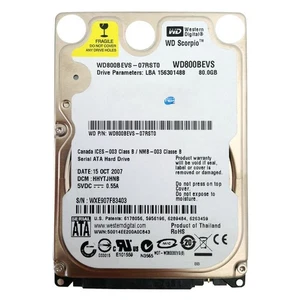 WD WD800BEVS Hard Disk 80GB HDD 2.5" SATA 5400RPM Refurbished Hard Drive - Picture 1 of 5