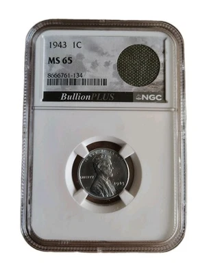 1943 Cent MS65 NGC World War II Era M6 Bazooka Rocket Bag Frag Bullion Plus 1C - Image 1 of 2