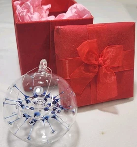 Hand Blown Glass Orb Neuron Christmas Ornament Gorgeous Coloring With Box  - Picture 1 of 8