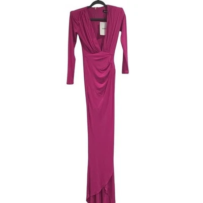 NOOKIE Farrah Gown NMJ2026 Fucshia Pink Ruched Maxi Dress Size M - Image 1 of 4