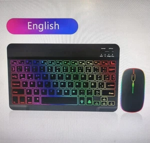 Backlit RGB Wireless Bluetooth Keyboard + Mouse Touchpad For IOS Android PC MAC - Picture 1 of 14