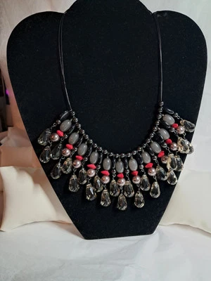 Joan Rivers граненый бусина падение нагрудник 18» ожерелье с 3» удлинитель, черный/красный - Изображение 1 из 4