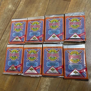 1992 Upper Deck Baseball Cards Factory Sealed Lot 8 Packs TOTAL from wax box - Picture 1 of 2