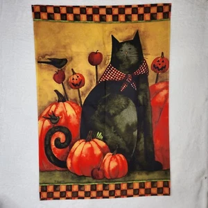 Halloween Folk Black Cat Primitive House Flag by Toland 27" x 39" EUC - Picture 1 of 9
