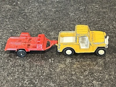 Rare Tootsietoy Hitch-Ups Red Double Motorcycle Trailer w/ Towing Jeep Truck🔥 - Image 1 of 4