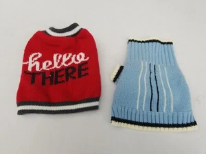 2 Dog Sweaters, 1 Red Hello There And 1 Blue Petco, small - Picture 1 of 9
