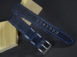 CORREA RELOJ 22 20 18 MM AUTENTICA PIEL LAGARTO AZUL MA STRAP APTA PARA ROLEX - Picture 1 of 10