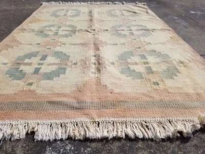 Vintage Traditional Handmade Rollakan Wool Multicolor Kilim 196x141cm - Picture 1 of 12