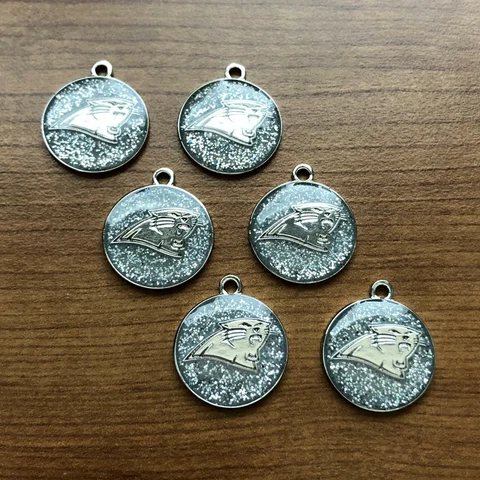 wholesale lot of 6 NFL CAROLINA PANTHERS SILVER GLITTER CHARMS bracelet jewelry Cover