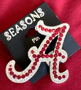 University of Alabama Crystal Logo Pin/Brooch by Seasons Jewelry-NWT- Roll Tide! - Picture 1 of 4