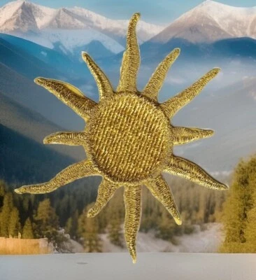 Golden Sunburst Patch Embroidered for Jackets, Bags, or Crafts (3" in) - Image 1 of 3