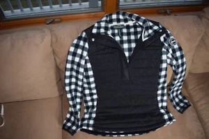 Lauren Active Ralph Lauren Damen Half Zip Flanell Puffer Jacke schwarz kariert L - Bild 1 von 8