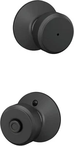 Schlage F40 BWE 622 Bowery Door Knob, Bed & Bath Privacy Lock, Matte Black - New - Picture 1 of 6