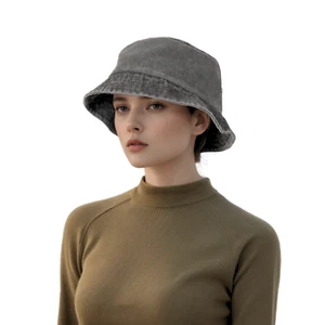 Unisex Denim Bucket Hat, Stylish Streetwear Sun Hat, Cotton Beach Summer Hat - Picture 1 of 18