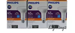 3 Philips LED Dimmable 7.2W LED = 65W Soft White 650 Brightness bulb BR30 457044 - Picture 1 of 9