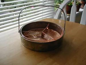 ANTIQUE PINK DEPRESSION DIVIDED CANDY/RELISH DISH WITH SILVER FILLIGREE BASKET - Picture 1 of 12