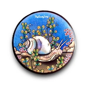Whimsical Snail Plants Pinback Button Badge Handmade Retro Nature Art Gift 2.25" - Picture 1 of 12