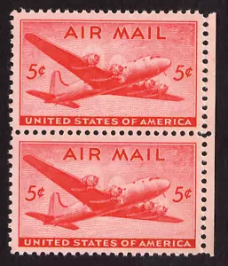 Scott #C32 DC-4 Skymaster Airmail Vertical Pair of Stamps - MNH - Picture 1 of 1