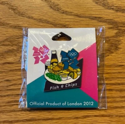 Olympics London 2012 Fish & Chips Vintage Pin Memorabilia  - NEW - Image 1 of 2