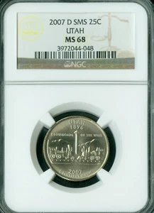 2007 D UTAH QUARTER NGC MS68 SMS 2ND FINEST REGISTRY RARE . - Picture 1 of 2