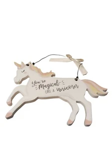 Einhorn Neuheit Holz hängendes Geschenk Lustige Freundschaft Magie Schönes Schild 15cm - Bild 1 von 6