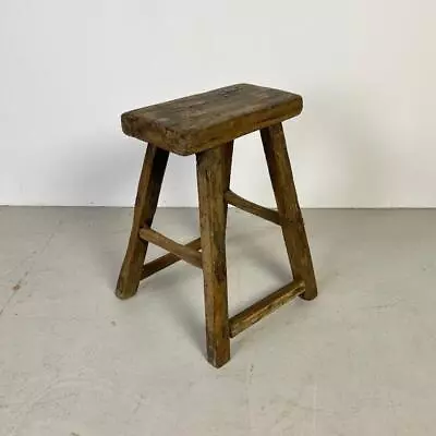 VINTAGE RUSTIC ANTIQUE WOODEN STOOL MILKING EXTRA LARGE WAXED No X104 • 147.44£