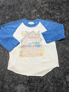 Vintage Sesame Street Baseball T-shirt kid's 4-5 white blue Cracked 80s - Picture 1 of 5