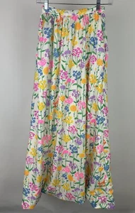 Vintage 70s NAT KAPLAN Couture Floral Maxi Skirt XXS / 22" Waist Neon Pink MÄNGEL - Bild 1 von 18