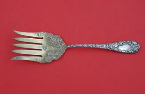 Chrysanthemum by Durgin Sterling Silver Fish Serving Fork Gold Washed 8" - Picture 1 of 2