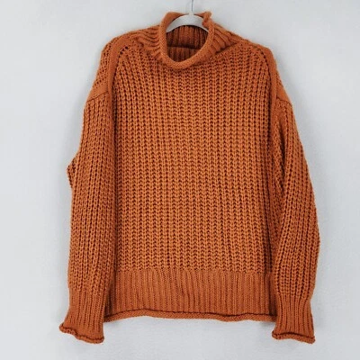 POL Sweater Women Medium Orange Turtleneck Chunky Knit Oversized Pullover Casual - Image 1 of 4