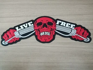 Big Patch Skull Live Free Biker Embroidered Patch/Sew-on Jacket Jean Clothing - Picture 1 of 4