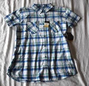 Noble Outfitters Women's Everyday Full Flex Stretch Plaid SS Shirt Size Small - Picture 1 of 4