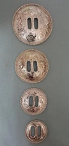 SLOTTED Round Sterling Overlay Conchos with Silver Rope Edge - 4 Sizes Available - Picture 1 of 1