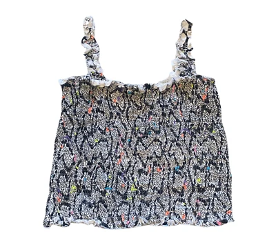 Flowers By Zoe girls smocked reptile print cropped tank top ruffle straps XL(14) - Изображение 1 из 2