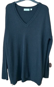 White Company White Label Longline Black Knit Oversize Pullover Zip Side Hem UK10 - Bild 1 von 8