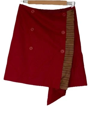 Ann Taylor Women’s Wool Blend  Wrap skirt Red trimmed button Skirt Size 2 Foto 1 de 4